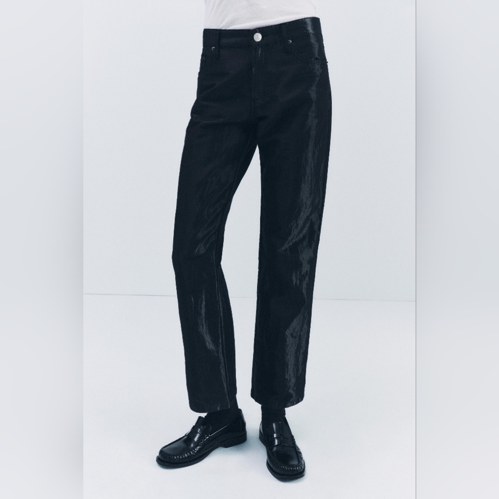 Zara Satin Effect Straight Leg Trousers